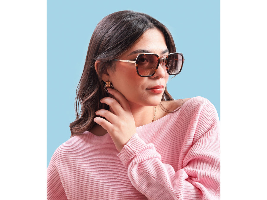 Rosa Valentine Square Sunglasses - VCHG28M Havana