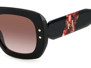 Carolina Herrera Square Sunglasses - HER 0186/S BLACK BURGUNDY