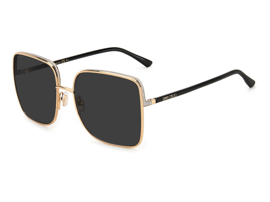 Jimmy Choo Square Sunglasses - ALIANA/S GOLD BLACK