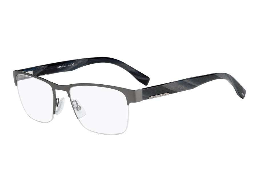 Hugo Boss  Square Frame - BOSS 0683 MATTE DARK RUTHENIUM GREY HORN