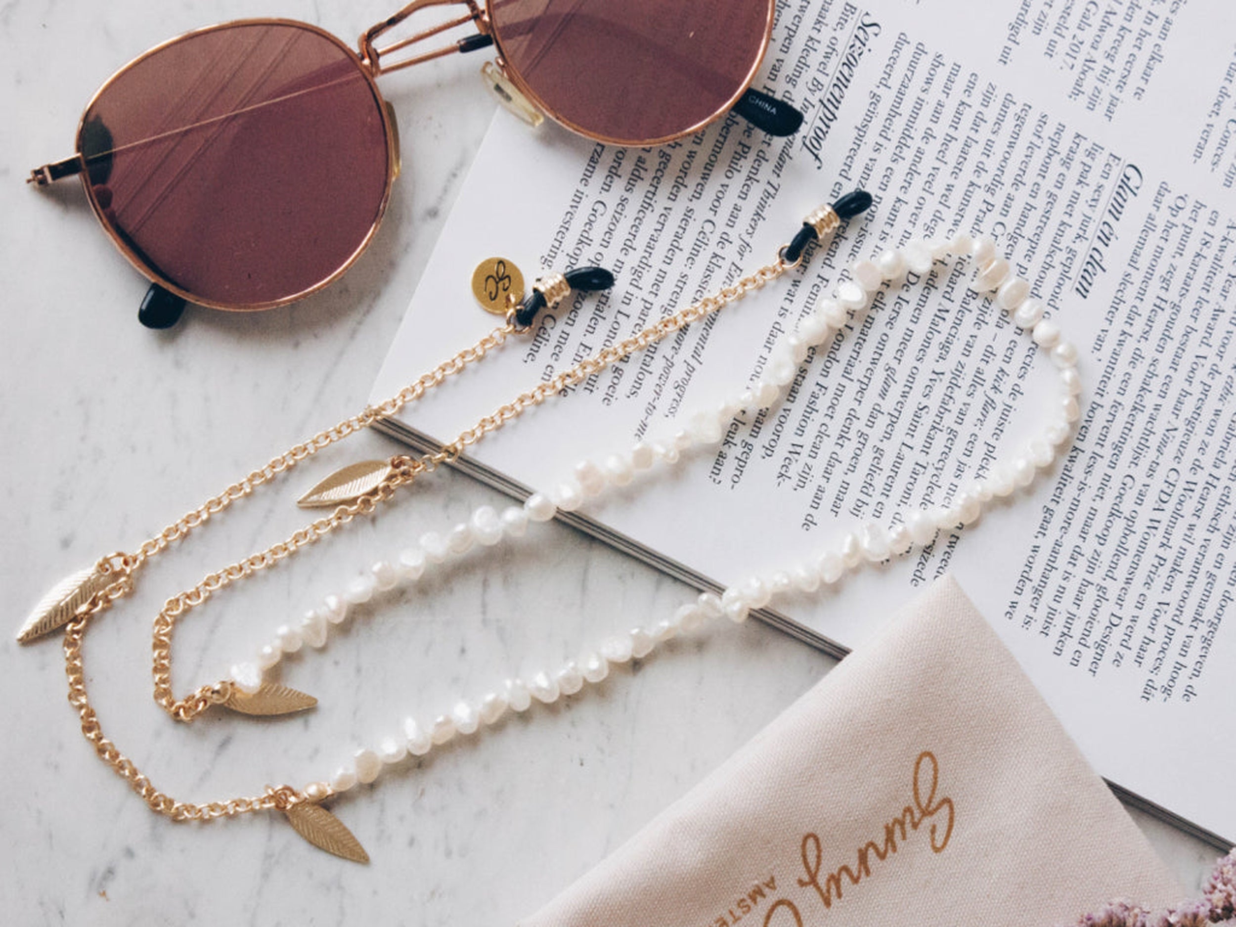 Pearl white, with feathers