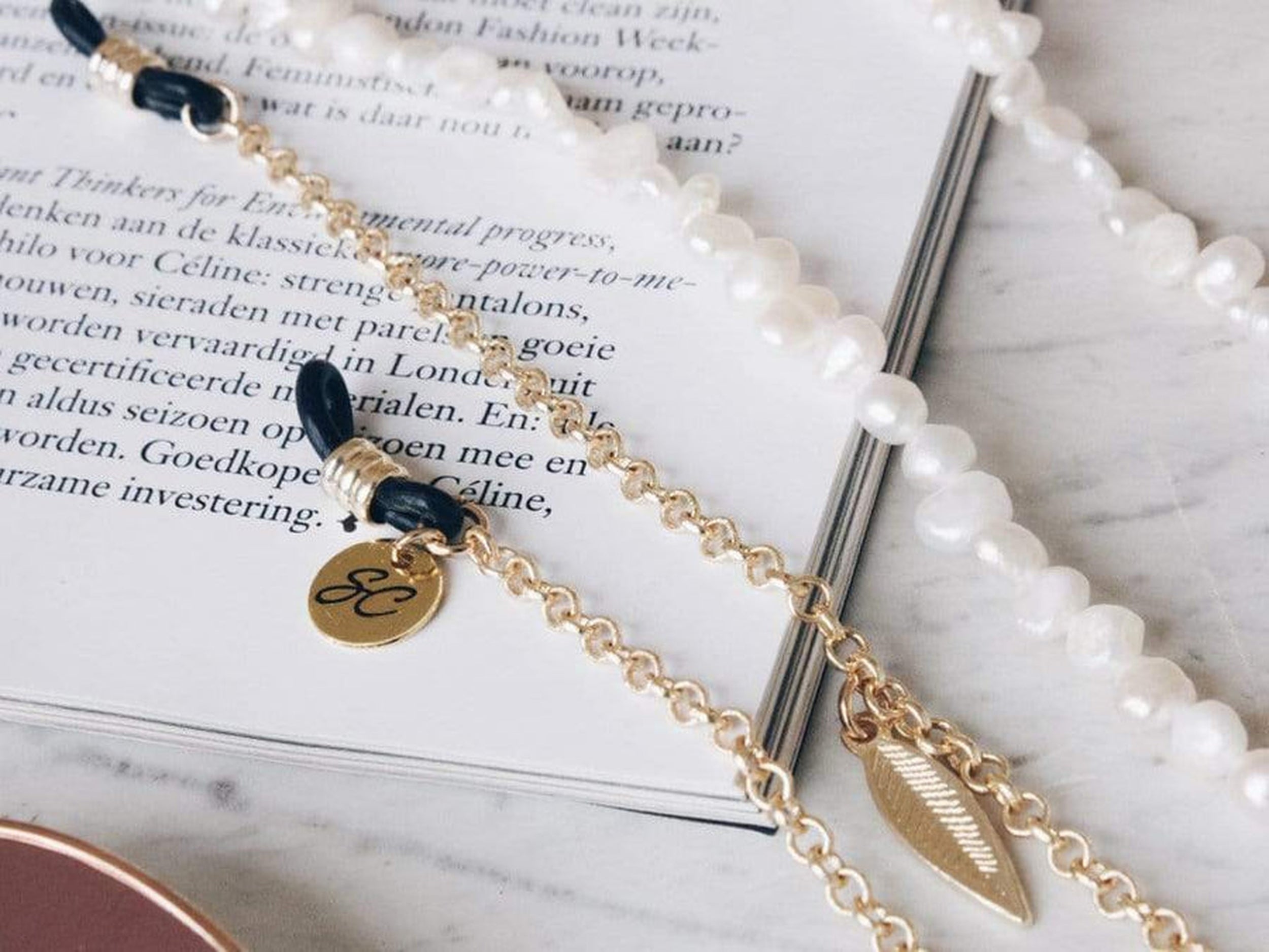 Pearl white, with feathers